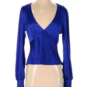 Blue silky top by Lulu’s.  Size S.